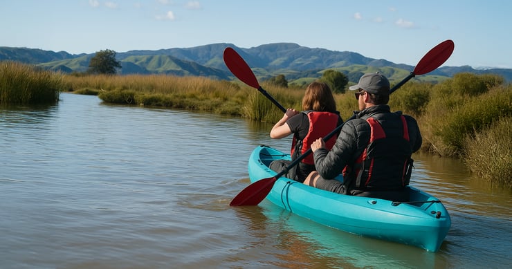 Kayaking during a high tide in carneros estuary